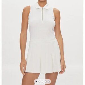 DKNY Sport Logo Embroidered  White Golf Pleated Tennis Dress Size M New